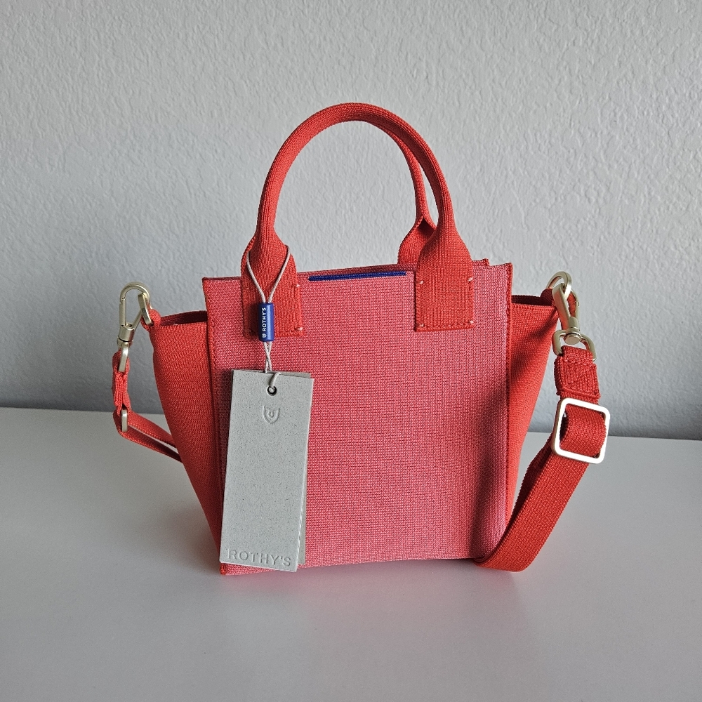 NWT Rothys | The Mini Handbag Crossbody in Two Tone Knit Coral Red - Picture 2 of 7